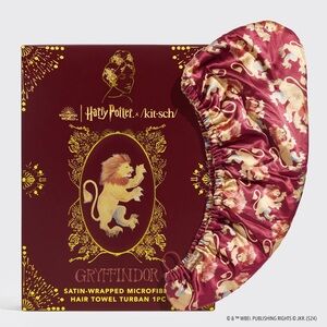 Kitsch x Harry Potter Satin Wrapped Microfiber Hair Towel Turban in Gryffindor